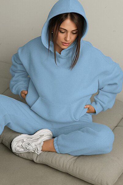 BENROMA Hanorac unisex de culoare uni din bumbac pieptănat cu 3 fire