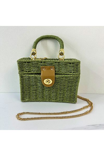 FashionForYou Nevada summer bag, trunk type and rattan look, Green