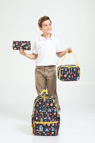 D'VERS Patterned Orthopedic 3-Piece Primary School Middle School School Backpack Set with Nutrition and Pen Holder