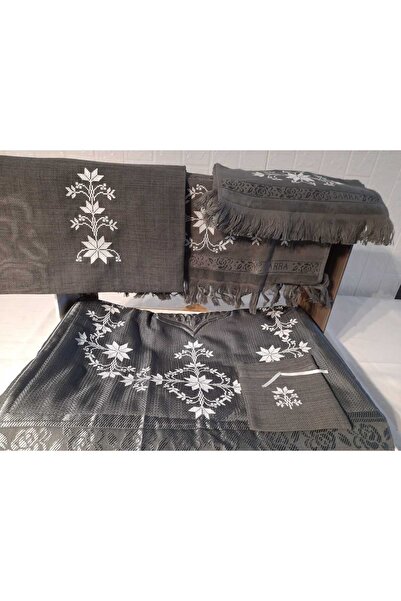 Vinezza Home Collection Dowry 6 Piece Floral Embroidered Etamine Prayer Rug Set Bundle Set