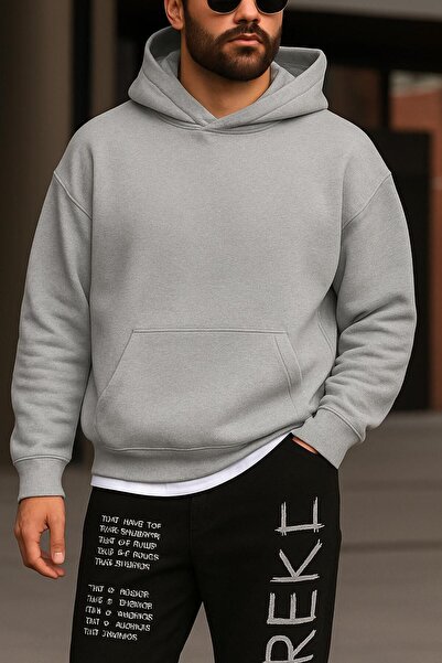 DM DOLCE MORE Hanorac unisex din bumbac pieptănat cu 3 fire, culoare uni