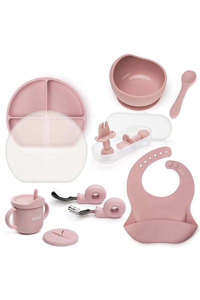 Dodoli Complete Baby Diversification and Feeding Set – 10 pieces – Rosewood Pink