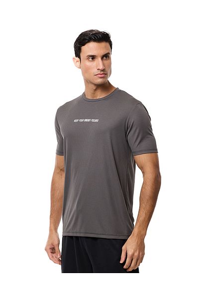R&B Typography Print Active T-Shirt with Crew Neck and Short Sleeves