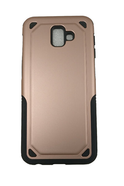 OEM Husă de protecție compatibilă cu Galaxy J6 Plus, silicon cu policarbonat, roz, rezistentă la șocuri