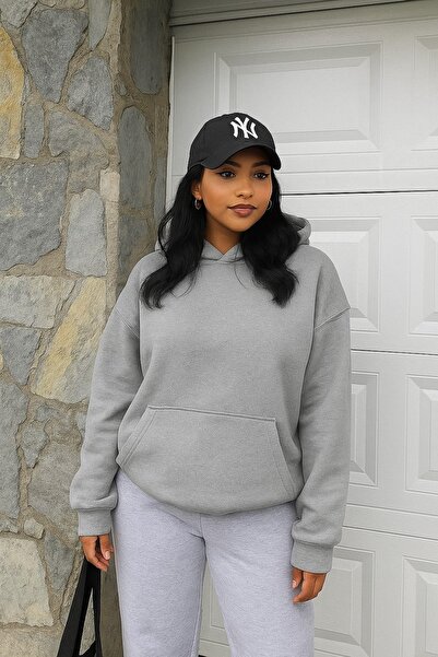 BENROMA سترة رياضية بلون واحد للجنسين مصنوعة من القطن الممشط بثلاث خيوط