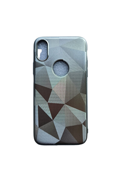 OEM Carcasă compatibilă cu iPhone X, cu textură 3D cu diamant, argintie