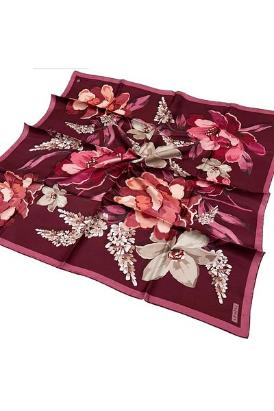 Armine Silk Scarf 2026 Winter - 9414-02 Burgundy Twill