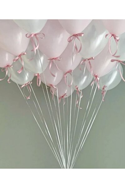 Çemrek Süs Parti Pink White Bow Balloon Set Set of 20