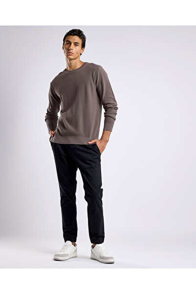 R&B سترة منقوشة برقبة دائرية وأكمام طويلة