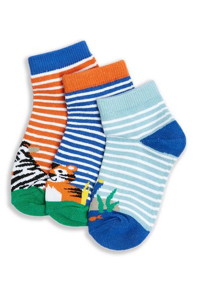 R&B 3 Pack Striped Ankle Socks