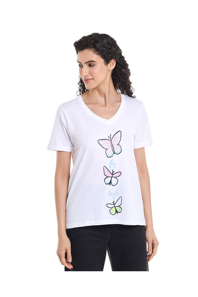 R&B تي شيرت نوم مطبوع بأكمام قصيرة