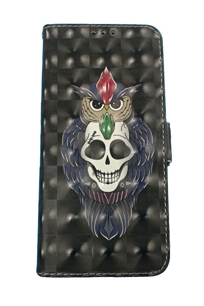 OEM Husă compatibilă cu Samsung Galaxy J8 2018, tip holster, imitație de piele, design bufniță