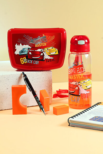 Poomy Erkek Çocuk Beslenme Seti Araba Temalı Okul Beslenme Kutusu ve Pipetli ...