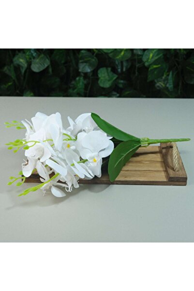 Kanguroom أوركيد مبلل صناعي 5 فروع أوركيد حقيقي الملمس 44 سم أبيض