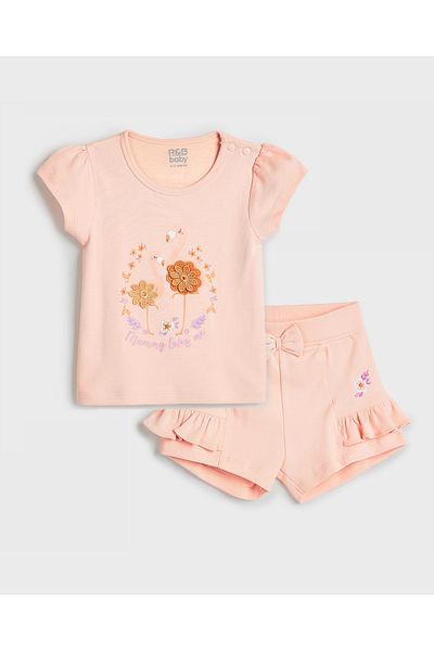 R&B Appliqued T-Shirt and Shorts Set