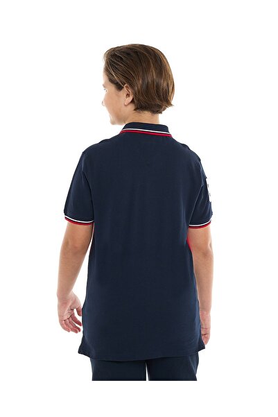 R&B Color Block Polo T-Shirt with Short Sleeves