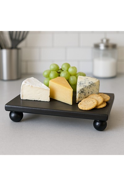 Pozihome Siyah Dikdörtgen Ahşap Sunum Tabağı