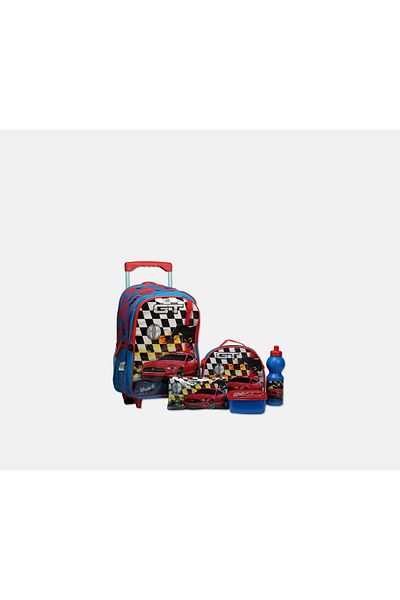 Taimi Ford Mustang 5 in 1 Trolley Bag, Red Combo