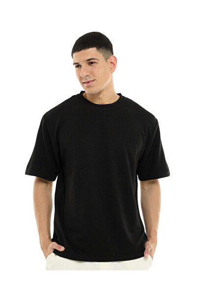 R&B Textured T-Shirt with Crew Neck and Short Sleeves