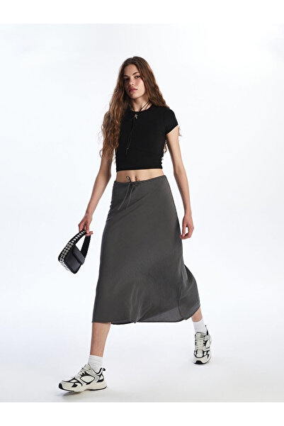LC Waikiki Xside Anthracite Waist Tie Modal Blend Skirt