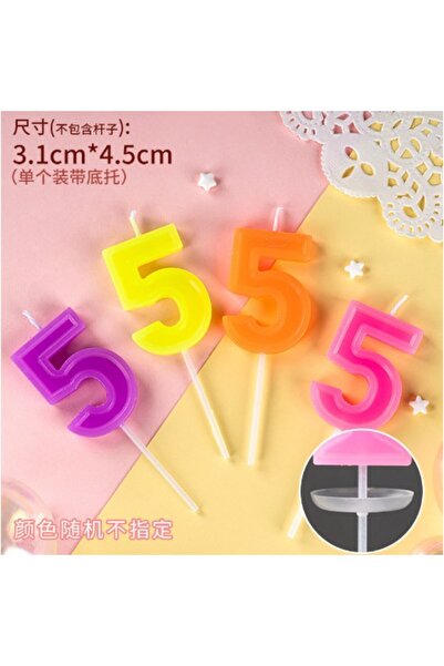 Teo Cake Candle, number 5, , Random Color