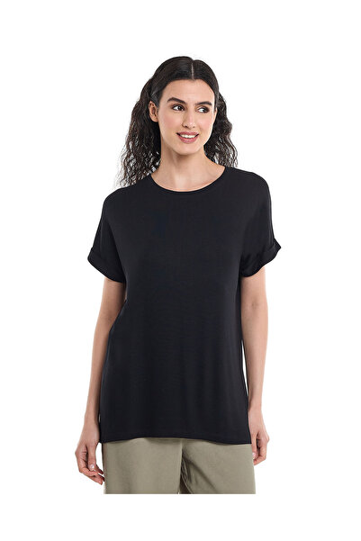 R&B Ribbed Oversized T-Shirt with Crew Neck and Short Sleeves