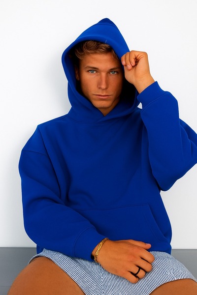 DM DOLCE MORE سترة رياضية بلون واحد مصنوعة من القطن الممشط بثلاث خيوط للجنسين