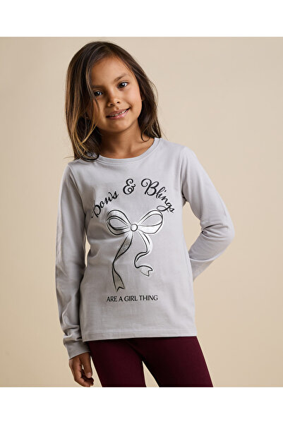 R&B Printed T-Shirt with Crew Neck and Long Sleeves