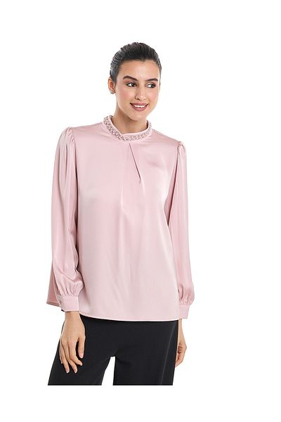 R&B Solid Top with Mock Neck and Long Sleeves