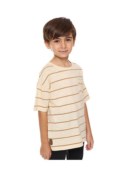 R&B Striped T-Shirt with Crew Neck and Short Sleeves