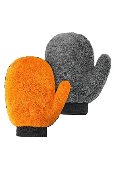 Flippy Γάντι πλυσίματος αυτοκινήτου, Flippy, μικροϊνών, μαλακό, για βρεγμένο ή στεγνό, χωρίς γρατσουνιές, 25x20cm, πορτοκαλί-γκρι