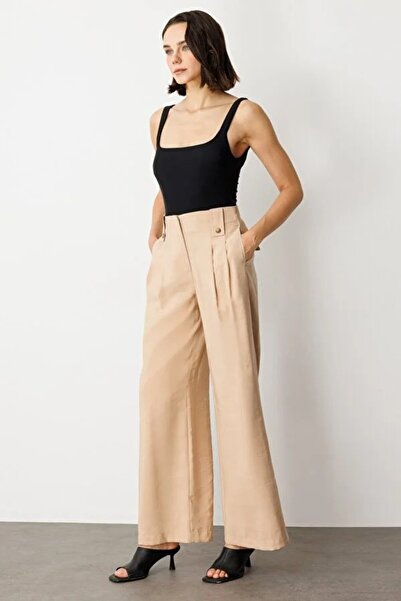 Ekol Pantaloni plisați pentru femei cu picioare largi 2104