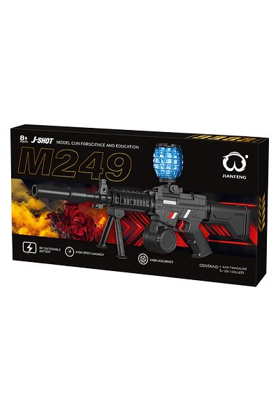 rexa M249 Electric Soft Bullet Machine Gun Toy – High-Speed Shooting with Lights & Tripod