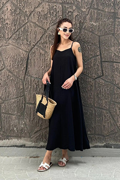 cathe cat Μίντι Μαύρο Φόρεμα Full Lycra με Ρυθμιζόμενο Λουράκι