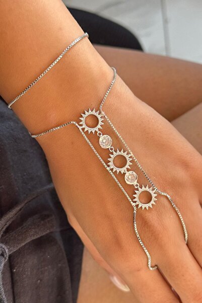 TAKIŞTIR Silver Color Stone Detailed Shahmeran