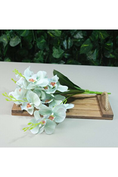 Kanguroom أوركيد مبلل صناعي 5 فروع أوركيد حقيقي الملمس 44 سم أخضر مائي