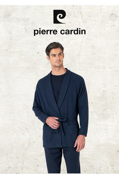 Pierre Cardin 5 Pieces 100% Cotton Robdöşambr & Long Sleeve - Short Sleeve Combed Cotton Pajama Set (2 Gift Socks)