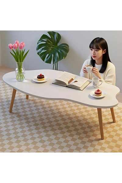 Türkiye Coffee Table White, Modern Coffee Tables for Living Room, Simple Design Coffee Table, Cloud Shape Co