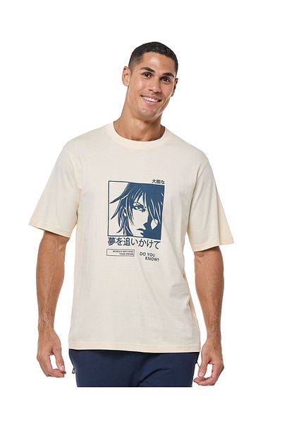R&B Graphic Print T-Shirt With Crew Neck And Short Sleeves