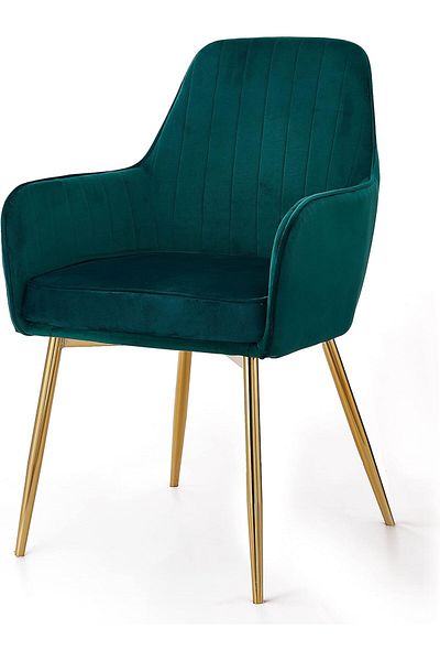 MAPLE HOME DECORATION Dinning Chair, Soft Velvet Seat and Back With Thick Seat Cushion Metal Legs Armchairs (Green)