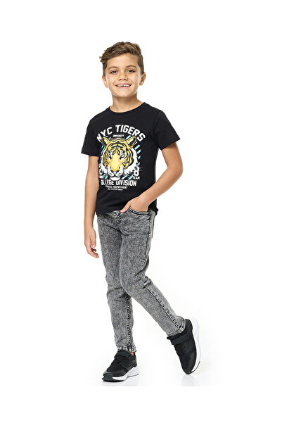 R&B بنطال جينز بقصّة Slim Fit مغسول مع رباط خصر