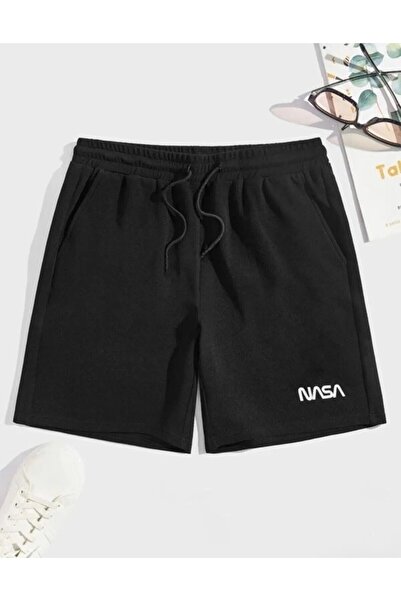 NoVibe Plus Size Nasa Printed Black Summer Sports Shorts - Comfortable Daily Shorts