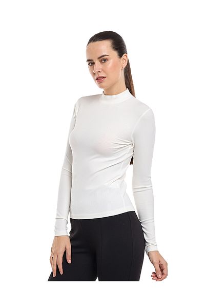 R&B Ribbed Top with Mock Neck and Long Sleeves