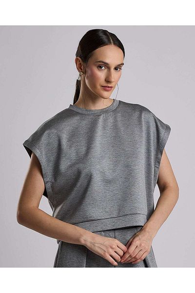 R&B Solid Top with Crew Neck and Extended Sleeves