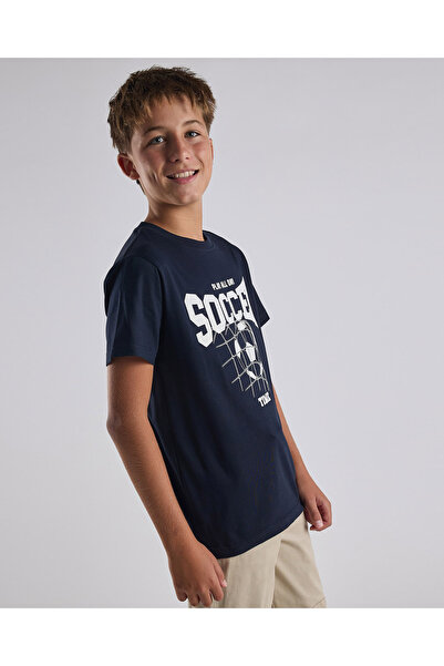 R&B تي شيرت بطبعة جرافيكية مع رقبة دائرية وأكمام قصيرة