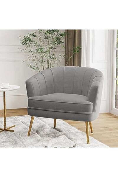 MAPLE HOME DECORATION Velvet Accent Chairs for Living Room Bedroom Office Upholstered Single Sofa Chair