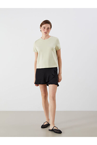 LC Waikiki Lcw vision black elastic waist textured women's skirt with shorts