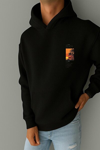 DM DOLCE MORE سترة رياضية مطبوعة بتصميم غروب الشمس من القطن الممشط بثلاثة خيوط