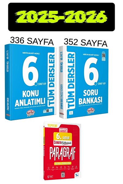 Editör Yayınevi 6. Sınıf Tüm Dersler Konu Anlatımı ve Soru Bankası Seti + Sın...
