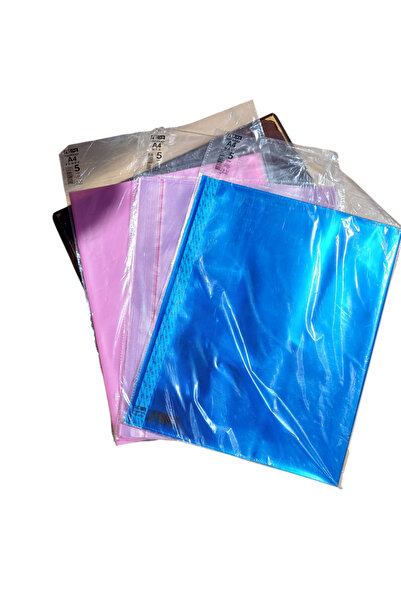 Abka Şeffaf Geçmeli Plastik Hazır A4 boy Defter Kabı 5 li 3 Adet -MOR-PEMBE-M...